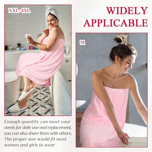 Image of Tigeen 4 Pcs Spa Wrap Towel Wrap for Women Spa Robe with Adjustable Closure Elastic Top Lightweight Wraps for Bath Shower (Pink,XXL-4xl)