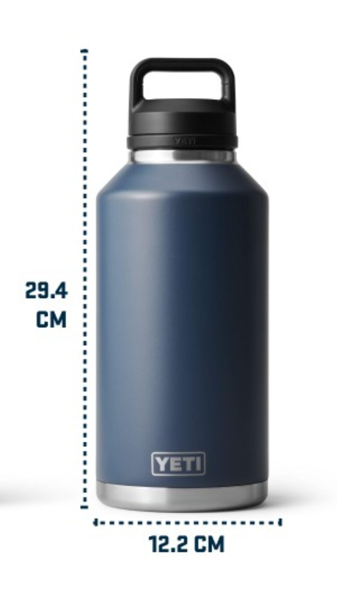 YETI Rambler Trinkflasche 64 oz (1,9 L) Weiss – Edelstahl Trinkflasche, Wasserflasche Sport mit Chug–Verschluss, isolierte Sportflasche