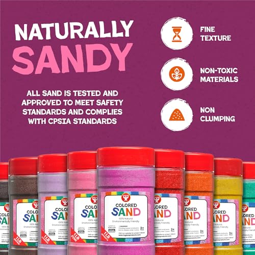 Image of Hygloss Colored Sand for Crafts - 1 lb Bottle, Pink and Red - Vibrant Colorful Fine Sensory Play Sand Art Kits for Kids - Classroom Activities for Children 3 4 5 6 7 8 9 10 11 12 - Safe for Ages 3+