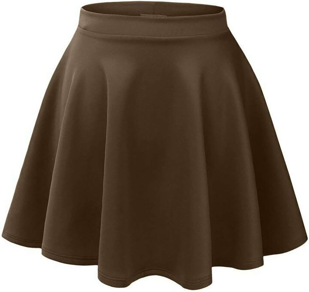 Loxdonz Girls Kids Casual Mini Stretch Waist Flared Plain Pleated Skater Skirt