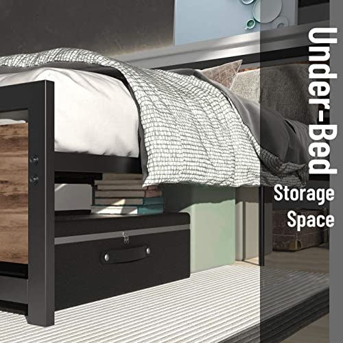 Catrimown Full Size Bed Frame With Wooden Headboard And Footboard/Rustic Country Style Mattress Foundation/No Box Spring Needed/Under Bed Storage/Strong Slat Support (Full) #TOP5