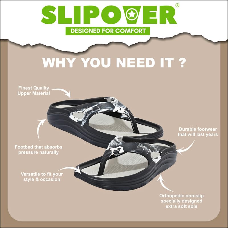 Image of SLIPOVER Flip Flops for Man Doctor Soft | Orthopedic Comfort | Lightweight & Durable | Non-Slip Sole | Ultra Soft Slippers | Stylish & Modern Look Slippers for Men