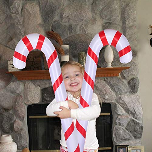 image for 6pcs 35 Inch Inflatable Christmas Candy Cane for Christmas Decorations