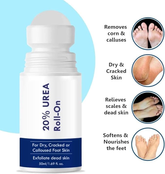 Image of Cracked Heel Repair Foot Cream Roll On 50ml | For Dry & Cracked Heels | With 2% Lactic Acid, Olive Oil & Vitamin E | Helps Repair and Moisturise Cracked Heels Foot Cream Rol Easy Use | Crack Heel Repair Roll On (pack of 1) (HEEL ROLL ON)