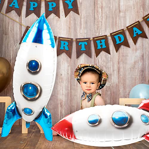 Restroma 10 Pack 4D Rocket Ship Balloon Helium Balloon Outer Space Foil Rocket Balloon For Kids' Party Balloons Birthday Party Decoration #TOP2