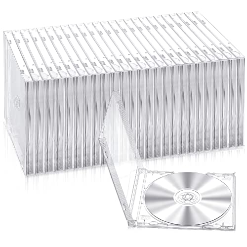 Kigley 25 Pcs 10.4 mm CD Jewel Cases Standard Single Clear CD Case DVD Cover Protection Replacement (Clear)