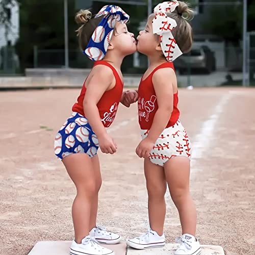 Eunikroko Baseball Bummies For Baby Girls Outfit Newborn Girl Summer Clothes My First High Waist Bloomers Headband Shorts Set Nursery Party Baseball Sisters Cheerleaders For The Game #TOP1