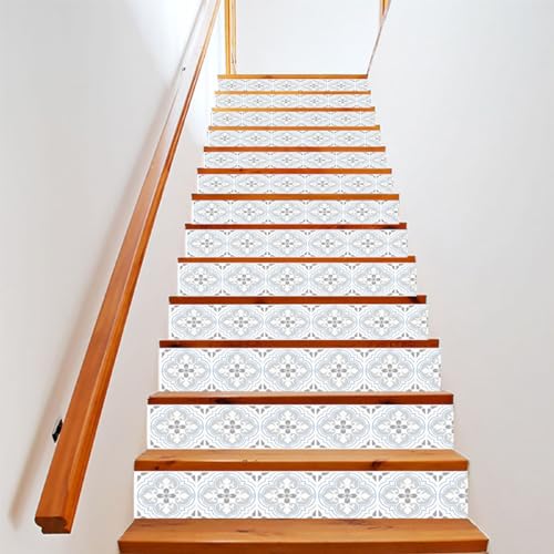 AILEGOU 3D Stair Stickers - Decals for Staircase Risers, Peel & Stick - 13-Stairs, Antique Pattern Tiles (39.3In x 7.08In) by AILEGOU - Image 5