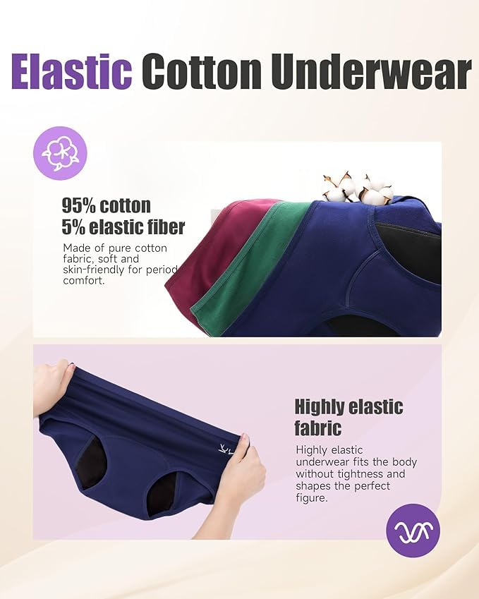 Image of DIVING DEEP Women's Period Panty | Pack of 2 Leakproof Menstrual Underwear | Heavy Flow Protection | Reusable & Washable Period Panties for Women & Teens