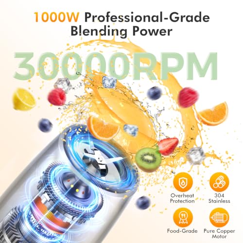 KOIOS 1000W Smoothie Blender 15 in 1 Single Serve Set Press Twist Design - image 3