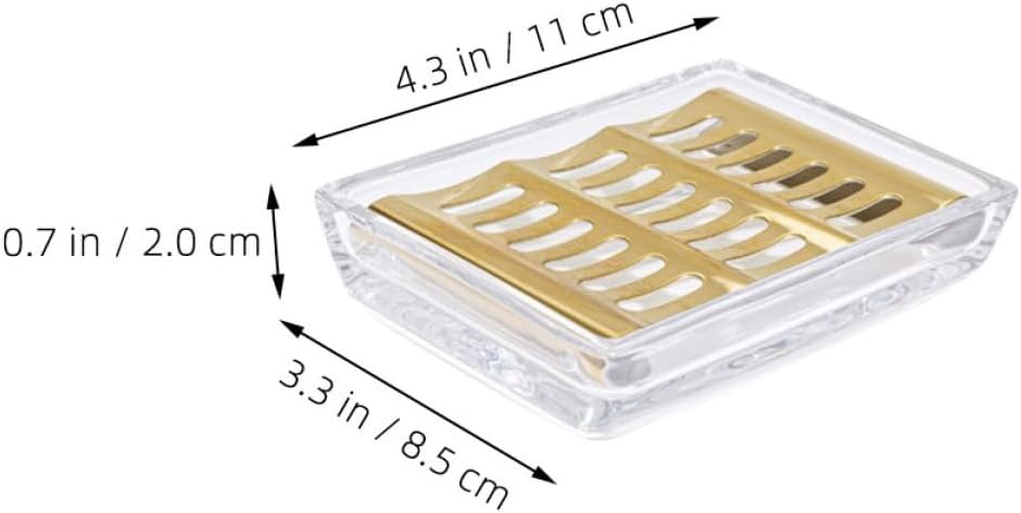 Glass Soap Dish with Stainless Steel Tray Decorative Bar Soap Holder with Drainage for Bathroom and Kitchen Vanity for Shower and Sink
