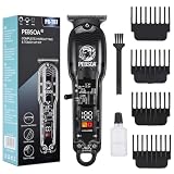 pebsoa PB-T07 Cordless Hair Clippers for Men, USB Recharge Barber Hair Cutting Kit with LED Digital Display & 4 Limit Combs&Suitable for Beginners Hair Clippers