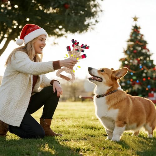 WDKXCN Hundespielzeug Unzerstörbar, 35CM Weihnachten Plüsch Spielzeug Hund, Hundespielzeug Welpen, Spielzeugs für Hunde, Plüsch Hunde Spielzeugs, Hundespielzeugs Quietschend für Kleine Große Hunde