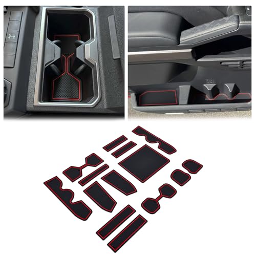 JDMCAR Liner Accessories Compatible with 2025 2026 Toyota 4Runner Accessories Custom Non-Slip Anti Dust Cup Holder and Door Pocket Inserts Kit (Red Trim) - 14 PC Set