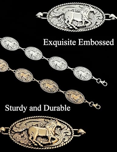 TOPACC Cowgirl Belts for Women Western Chain Belt Metal Concho Belt for Dresses Jeans Country Concert Outfit2