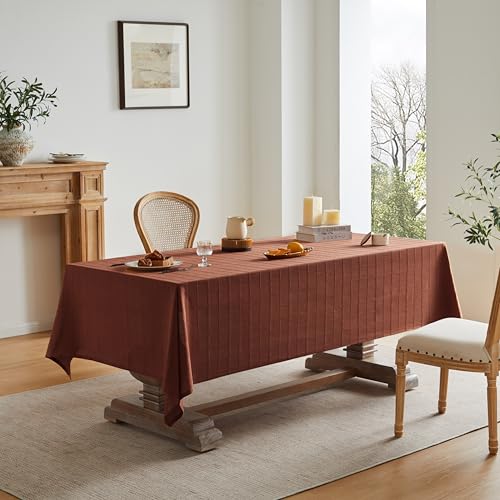 ZeeMart Linen Checked Square Table Cloth 52x52 Inch Terracota by ZeeMart - Used condition - Image 2