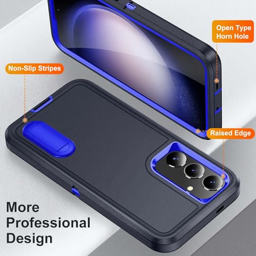 Fucozan for Samsung Galaxy S25 Plus Case with Kickstand Case 3-Layer Military Grade Protective Case Cover Silicone Heavy Duty Rugged Shockproof for Galaxy S25 Plus Phone Case (Navy+Blue) by Fucozan - Used condition - Image 6