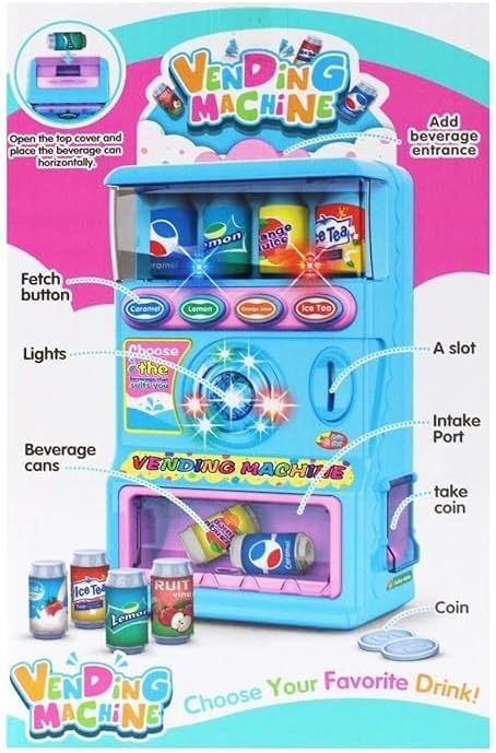 Pretend Play Vending Machine Toy for Kids with Light and Music Beverage Washing Working Drink Machine Best Birthday Gift for Kids Pack of 1 Set (Assorted Color Dispatch) (Latest 2024)