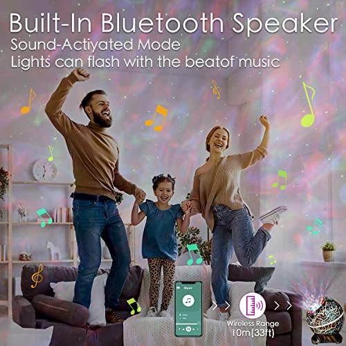 ibell LED Star Projector Galaxy Projector Night Light, Starry Projector Light with Bluetooth Speaker,Remote Control,Timer, White Noises Starlight Projector for Kids Adults Gifts Party Room Decor