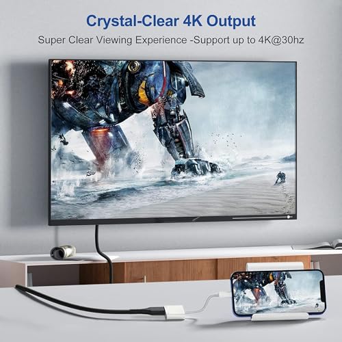 Apple Lightning to HDMI Adapter, MFi Certified Digital AV Dongle Cable for iPhone/iPad to Sync Screen on TV/Projector/Monitor