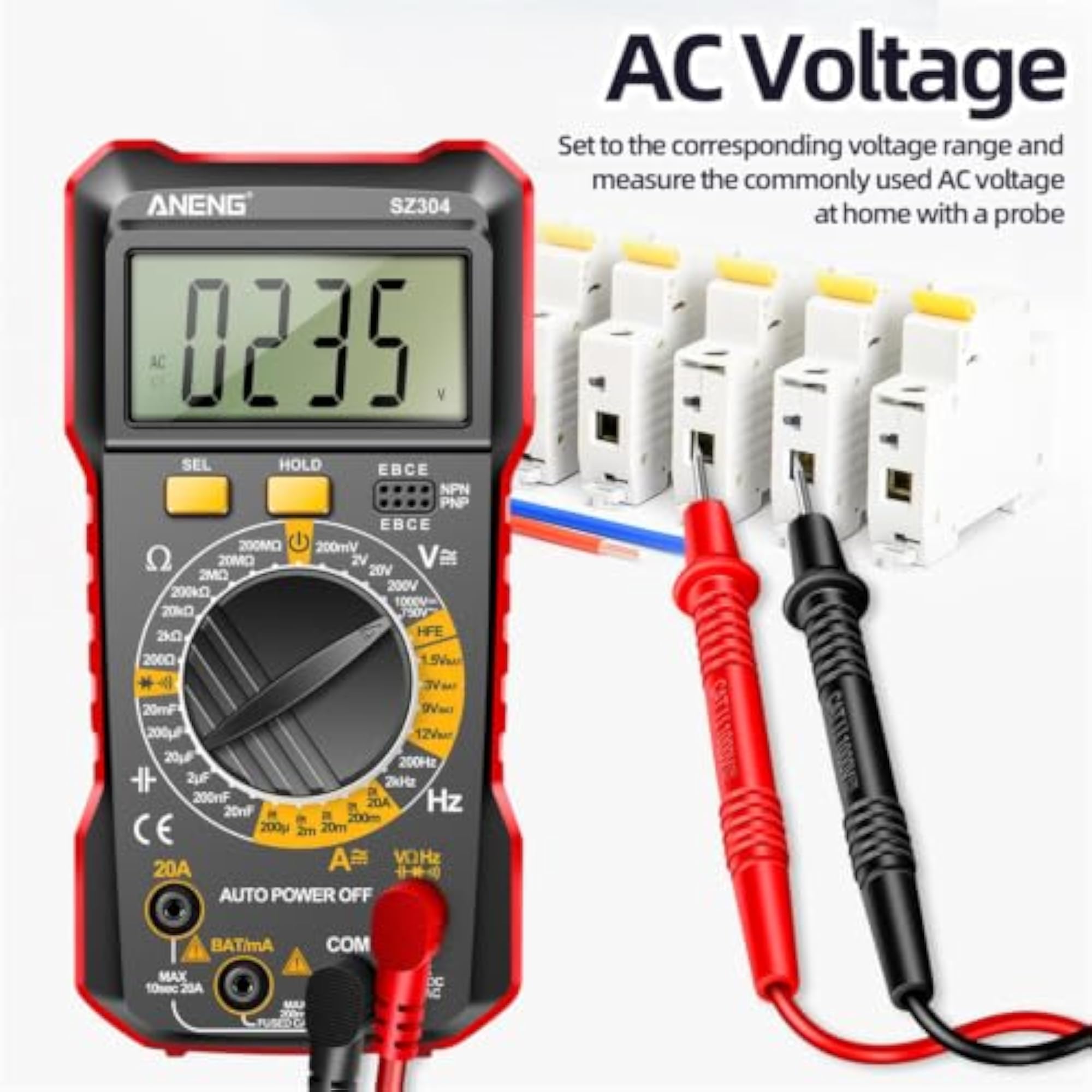 Digital Multimeter True RMS Continuity Capacitance Pocket Voltage Meter Tool