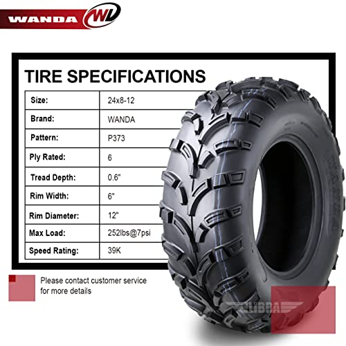 Image of WANDA Set 2 AT MASTER ATV /UTV Tires 24x8-12 24x8x12 6 ply P373-10202