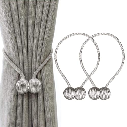 IHClink 2 Pieces Magnetic Curtain Tiebacks Curtain Clips Rope Holdbacks Curtain Weaving Holder Buckles For Home Office Decorative UK patent 6036254 (Grey)