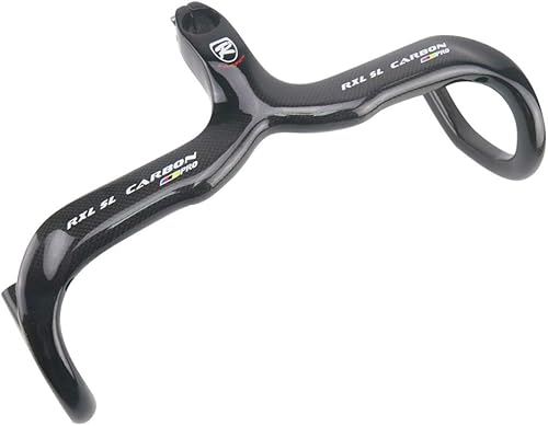 RXL SL Manillar integrado de carbono para bicicleta de carretera, color negro, 3 K, brillante, barra de manillar y vástago ultraligero manillar de