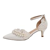 STARSHINE RESPLENDENT Spitze Perle Dekoration Damen High Heels Weiße Kleid Schuhe Hochzeit Schuhe Damen Schuhe