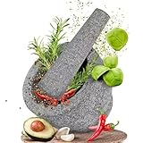 Lijnryu Heavy Duty Mortar and Pestle Set,2 Cup, 100% Granite Stone Molcajete Guacamole Bowl, Grind Seeds, Spices, Crush Garlic, Kitchen Muddler for Fresh Herbs, Great Gift