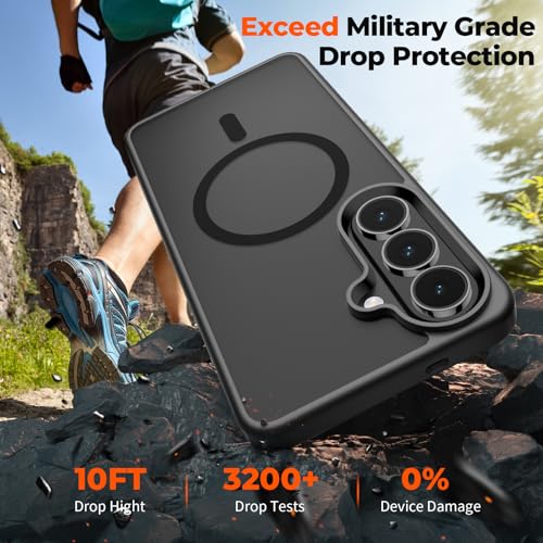Image of SUPFINE Magnetic for Samsung Galaxy S26 Plus Case with Screen Protector, (Built-in Magnets) (Military Grade Drop Protection) Slim Translucent Shockproof Phone Case,Black