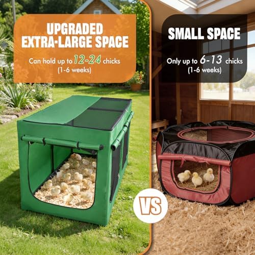 Brooder Box for Chicks, Chicken Run Large Chick Starter Kit Portable Brooding Pen with Breathable Mesh&Waterproof Pad Outdoor Indoor — view 8