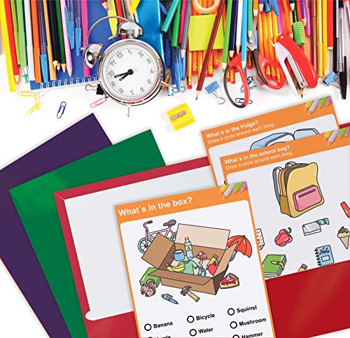 Image of Better Office Products 2 Pocket Glossy Laminated Paper Folders, Assorted Colors, Letter Size, Paper Portfolios Box of 25 Assorted Color Folders (no prongs)