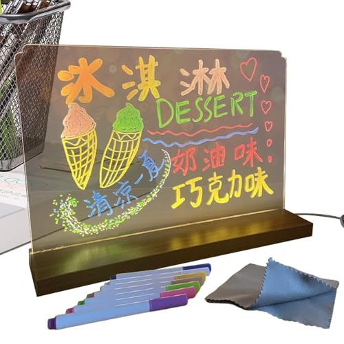 Tableau acrylique effaçable à sec avec tableau lumineux pour la maison et le bureau | Tableau transparent éclairé à LED, parfait pour les notes, rappels et présentations, design élégant et