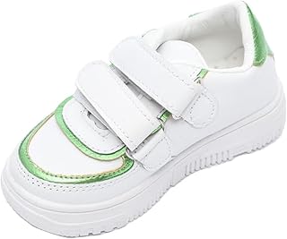 جينوين حذاء مخطط لامع للاطفال من الجنسين، لون ابيض واخضر، مقاس 22 EU