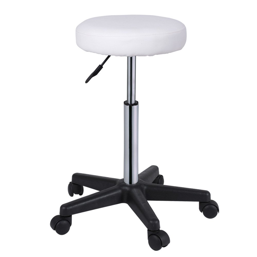 MIADOMODO Sgabelli Regolabili con Ruote Colore Bianco Set da 1