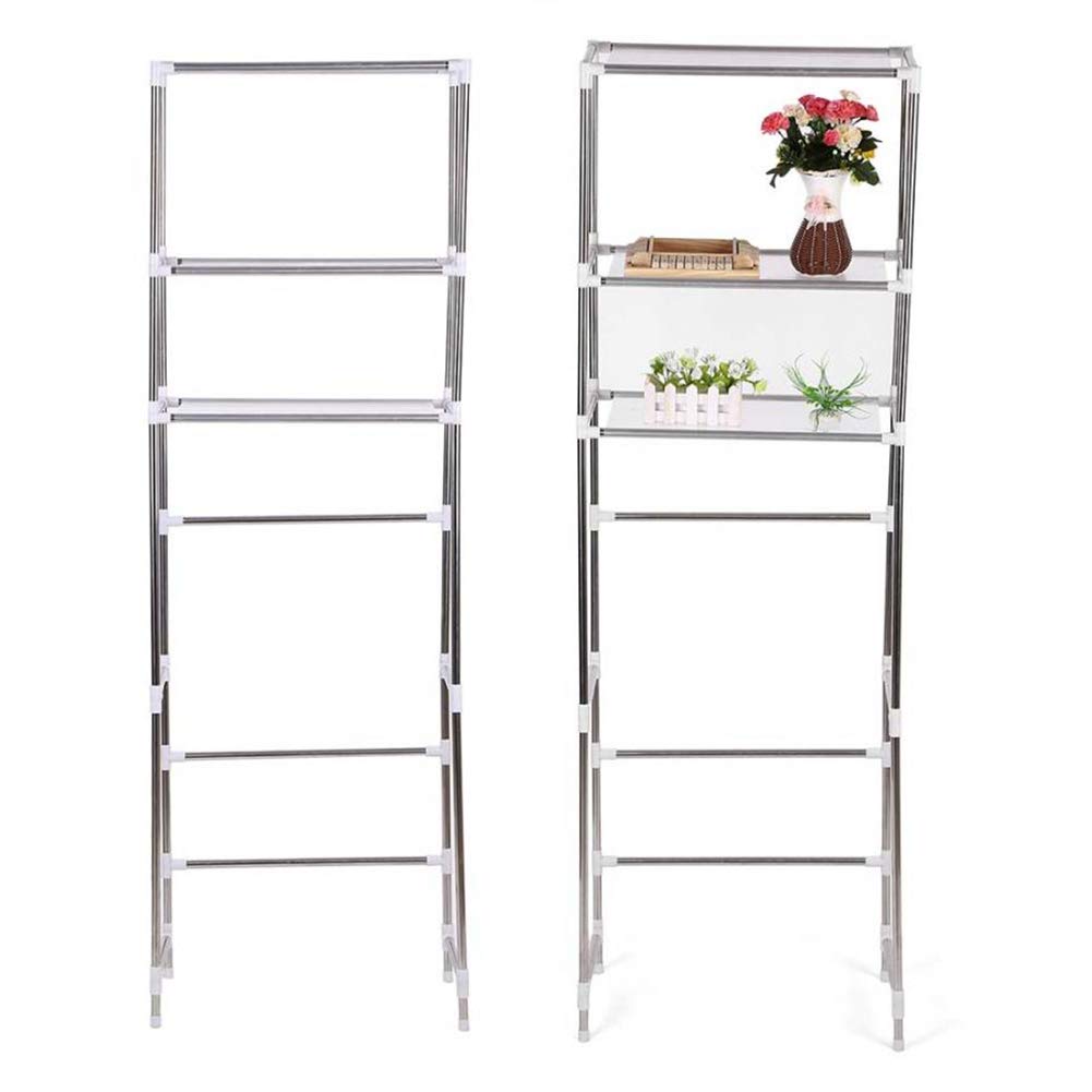 Scaffale sopra il WC, scaffale da bagno a 3 ripiani, organizer salvaspazio per lavanderia e lavatrice, struttura in acciaio, 165 x 53 cm (Cestello lavatrice tre strati altezza 160 * 68)