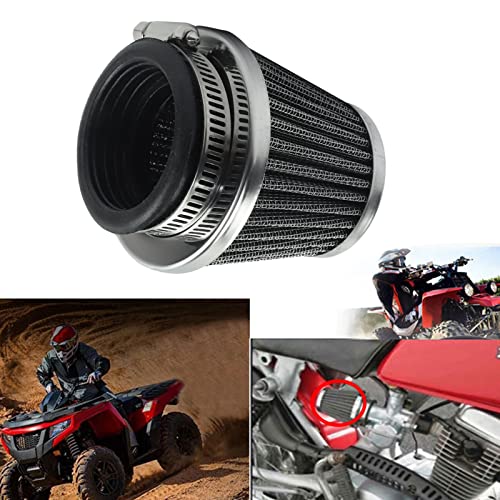 Image of FLYPIG 44mm Universal Double Layer Steel Air Filter for 110cc 125cc 150cc | for ATV Quad 4 Wheeler Go Kart Buggy Scooter Moped, for Honda CRF70 CRF90 XR70 XR90 Black