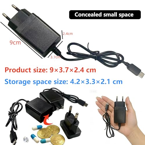 Hayaww Fake Ladegerät mit Geheimversteck Ladegerät Mit Geheimfach Zur Aufbewahrung Perfektes Versteck für Wertsachen Versteckter Geldbehälter Mini Geheimversteck Für Schmuck Pillen Münzen (A)