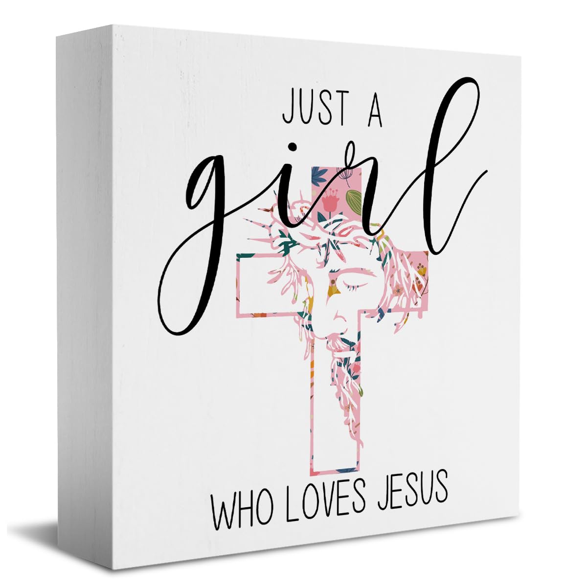 Funny Jesus Sign Christian Gifts for Women Desk Decor Wooden Box Sign Jesus Gift Wood Block Plaque Box Sign for Teen Girls Room Birthday Bedroom Shelf