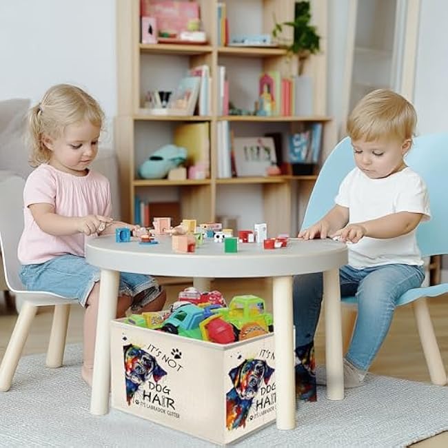 Mancheng-zi Funny Labrador Retriever Dog Collapsible Storage Bins, Labrador Retriever Gifts for Women, Funny Dog Toys Books Clothes Storage Organizer Baskets for Living Room Bedroom