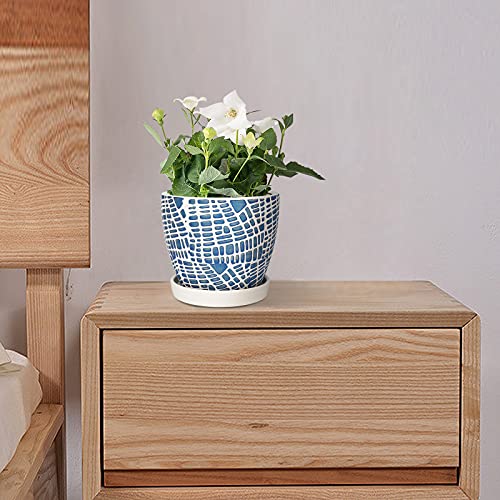 Docrin Plant Pots Indoor, 6.6+5.6 Inch, Ceramic Pots With Drainage Holes And Saucer For Succulent, Snake Plants, Jade Plant, Herbs, Home Offices, Gardens And Patio, Indoor And Outdoor, Set Of 2, Blue #TOP3