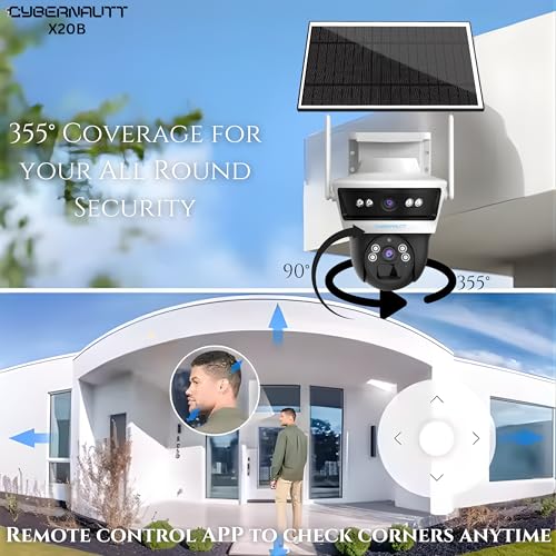 Image of XUGA-Cybernautt Premium Series X20B Dual Solar 4+4MP 4G SIM Based Wireless Outdoor CCTV Camera | Solar Powered | Color Night Vision | Motion Detection | Weatherproof | 256GB SD | Use Air-tel 4G Sim