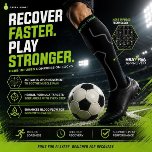 Image of Green Drop 2 Pair Herb-Infused Compression Socks for Men & Women Support