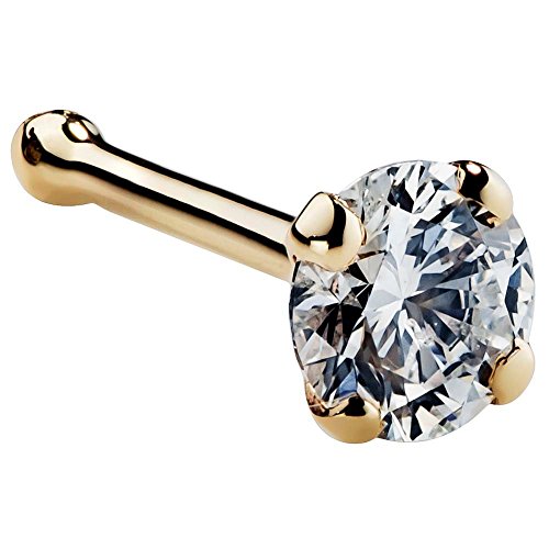 Freshtrends I1 3Mm 0.1 Ct. Tw Diamond 14K Yellow Gold Bone Nose Ring 20G #TOP12
