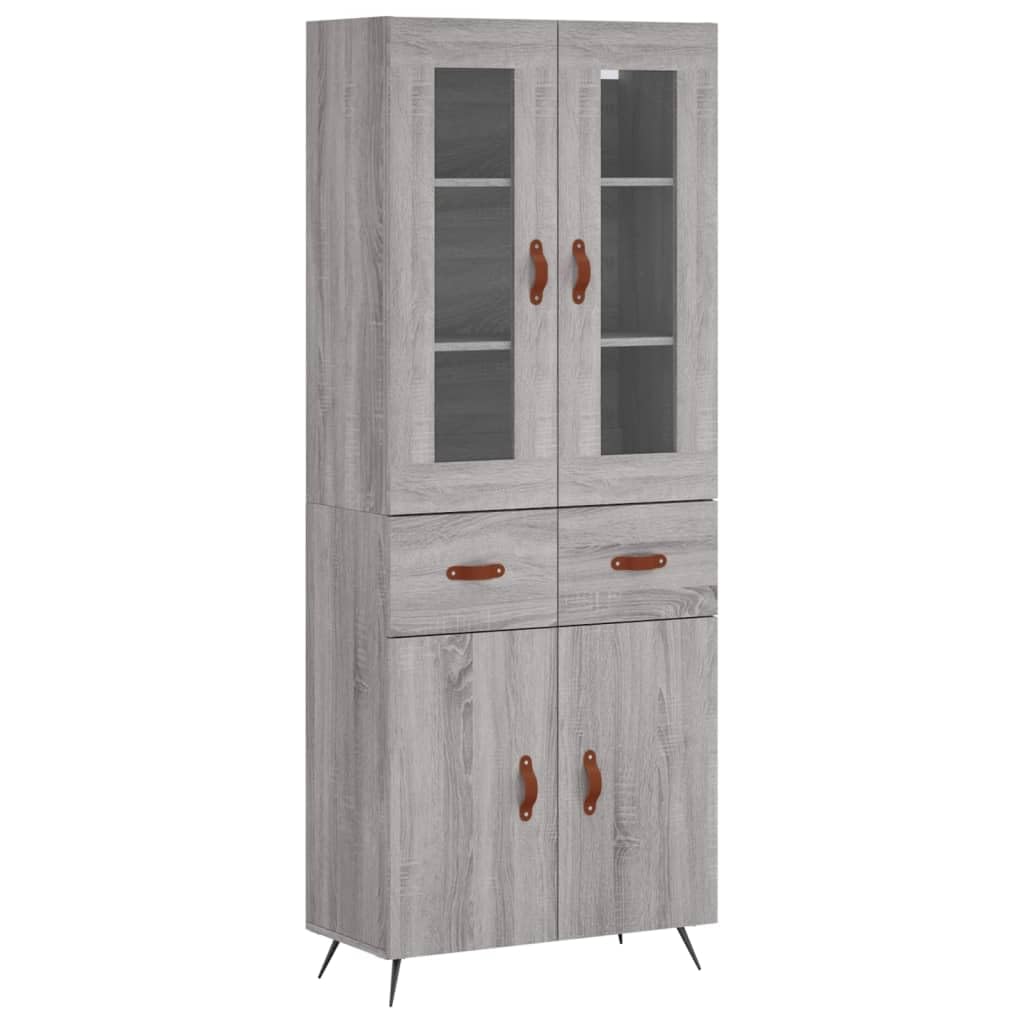 Credenza per il soggiorno Credenza multifunzionale Mobili per il soggiorno Madia Credenza Grigio Sonoma 69,5x34x180 cm in Legno Multistrato Adatto a soggiorno, sala da pranzo o camera da letto