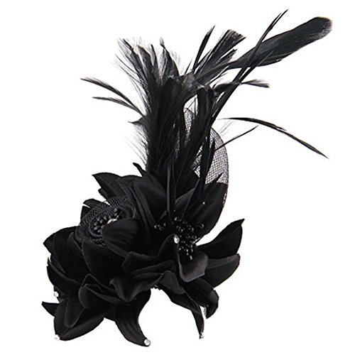 Actlati Fascinator Hat For Women Flower Mesh Feathers Hair Clip Tea Party Wedding Cocktail 20S Flapper Headpiece #TOP5
