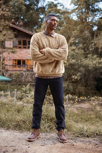 Pengfei Mens Fuzzy Sherpa Pullover Sweatshirts Long Sleeve Fleece Fluffy Crew Neck Fall Winter Warm Outwears4