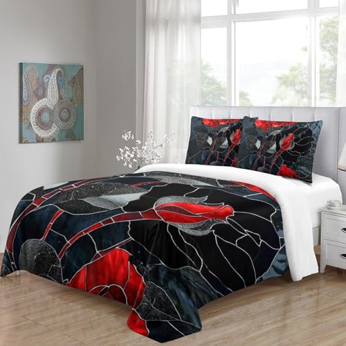 Housse de couette de qualité supérieure imprimé floral 3D en microfibre - 5