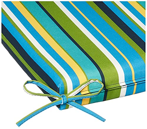 Pillow Perfect Outdoor/Indoor Topanga Stripe Lagoon Bench/Swing Cushion, 1 Count (Pack Of 1), Blue #TOP2